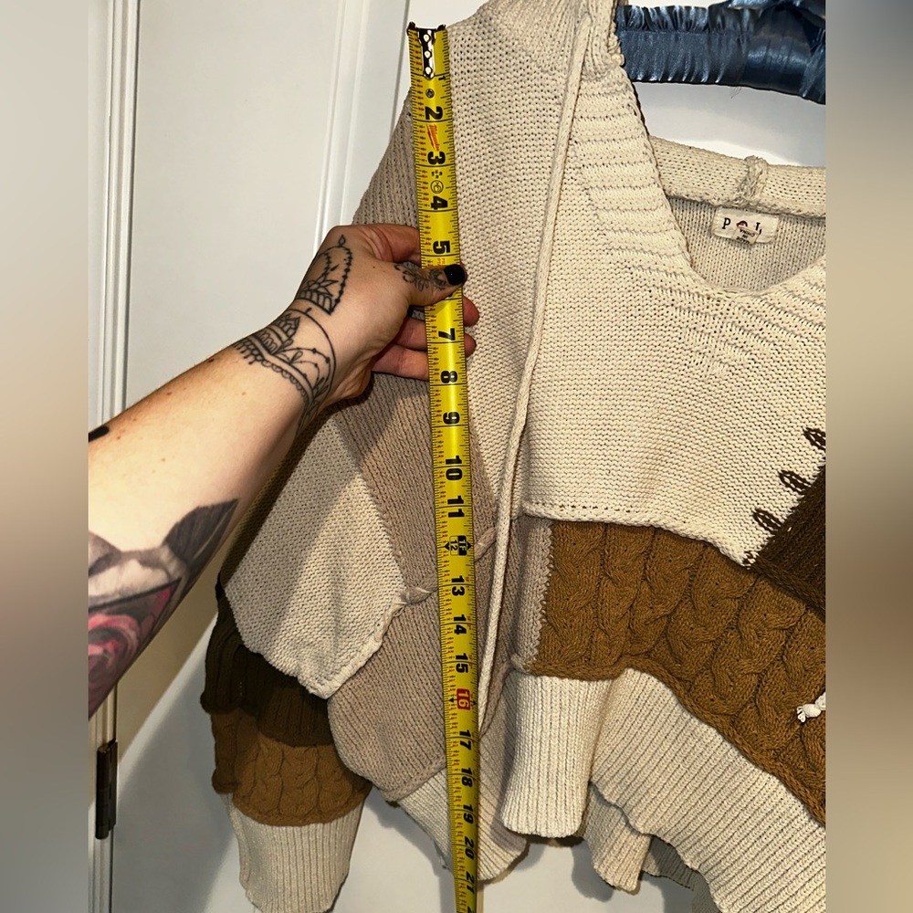 POL Multi Textured Color Block Patchwork V-Neck K… - image 11